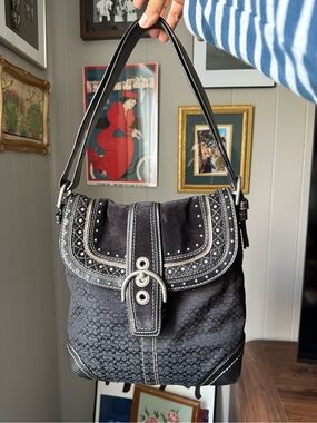 VINTAGE Y2K Coach Soho Studded Suede Flap Hobo Bag F11405